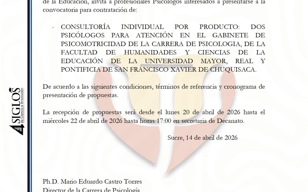 Convocatoria Gabinete de Psicomotricidad