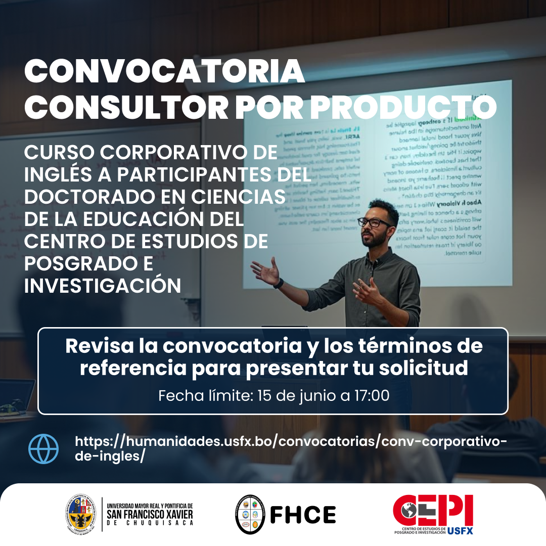 CONSULTOR POR PRODUCTO para el Curso Corporativo de Inglés a Participantes del Doctorado en Ciencias de la Educación del Centro de Estudios de Posgrado e Investigación