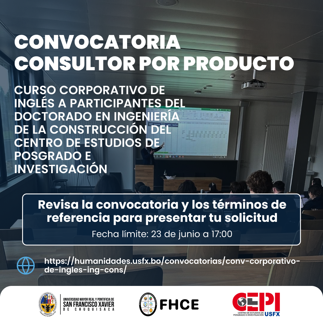 CONSULTOR POR PRODUCTO para el Curso Corporativo de Inglés a Participantes del Doctorado en Ingeniería de la Construcción del Centro de Estudios de Posgrado e Investigación