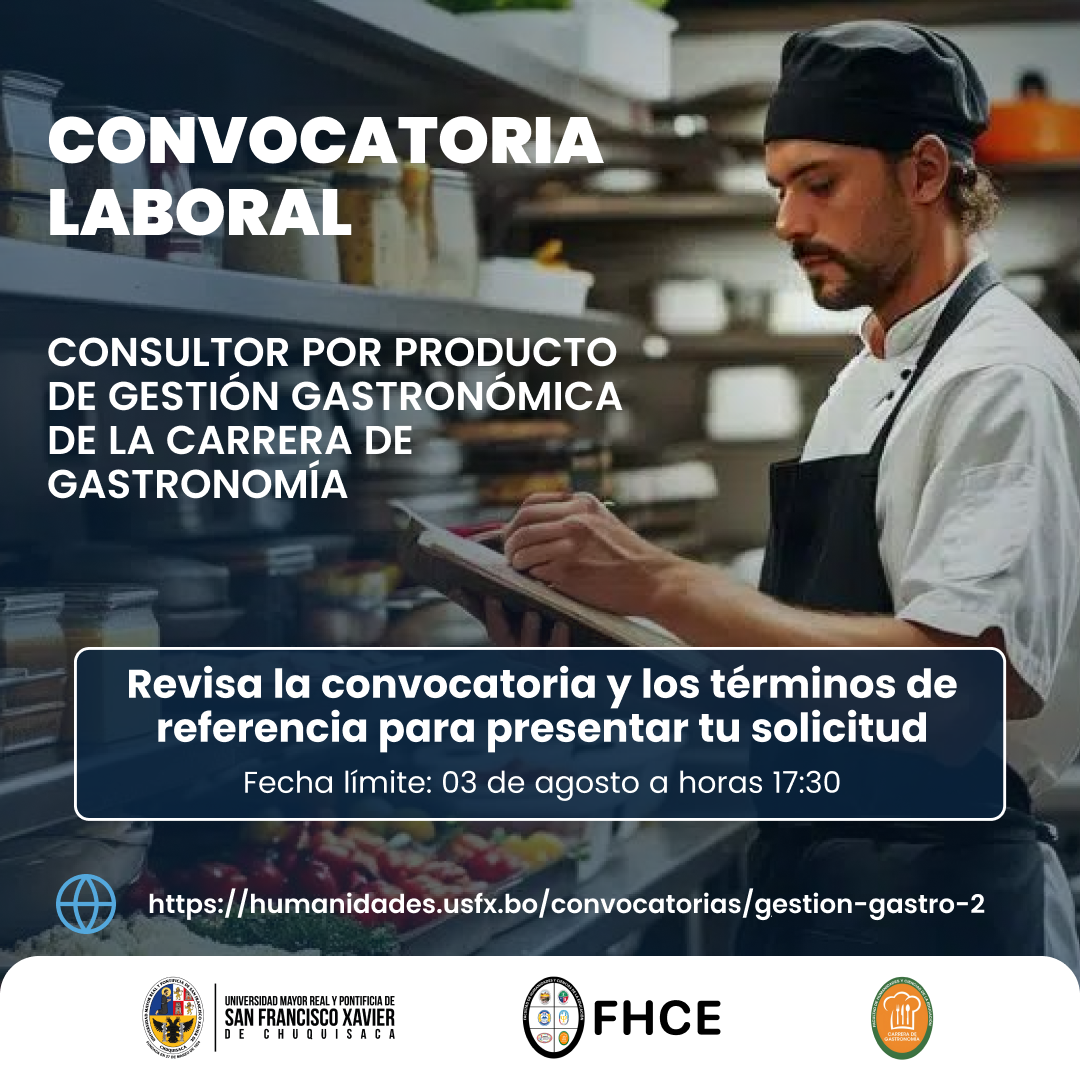CONSULTOR POR PRODUCTO DE GESTIÓN GASTRONÓMICA