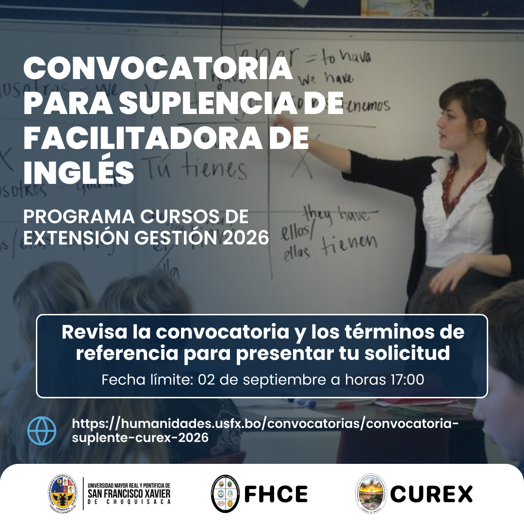 CONVOCATORIA PARA SUPLENCIA DE FACILITADORA DEL PROGRAMA DE CURSOS DE EXTENSIÓN, GESTIÓN 2026